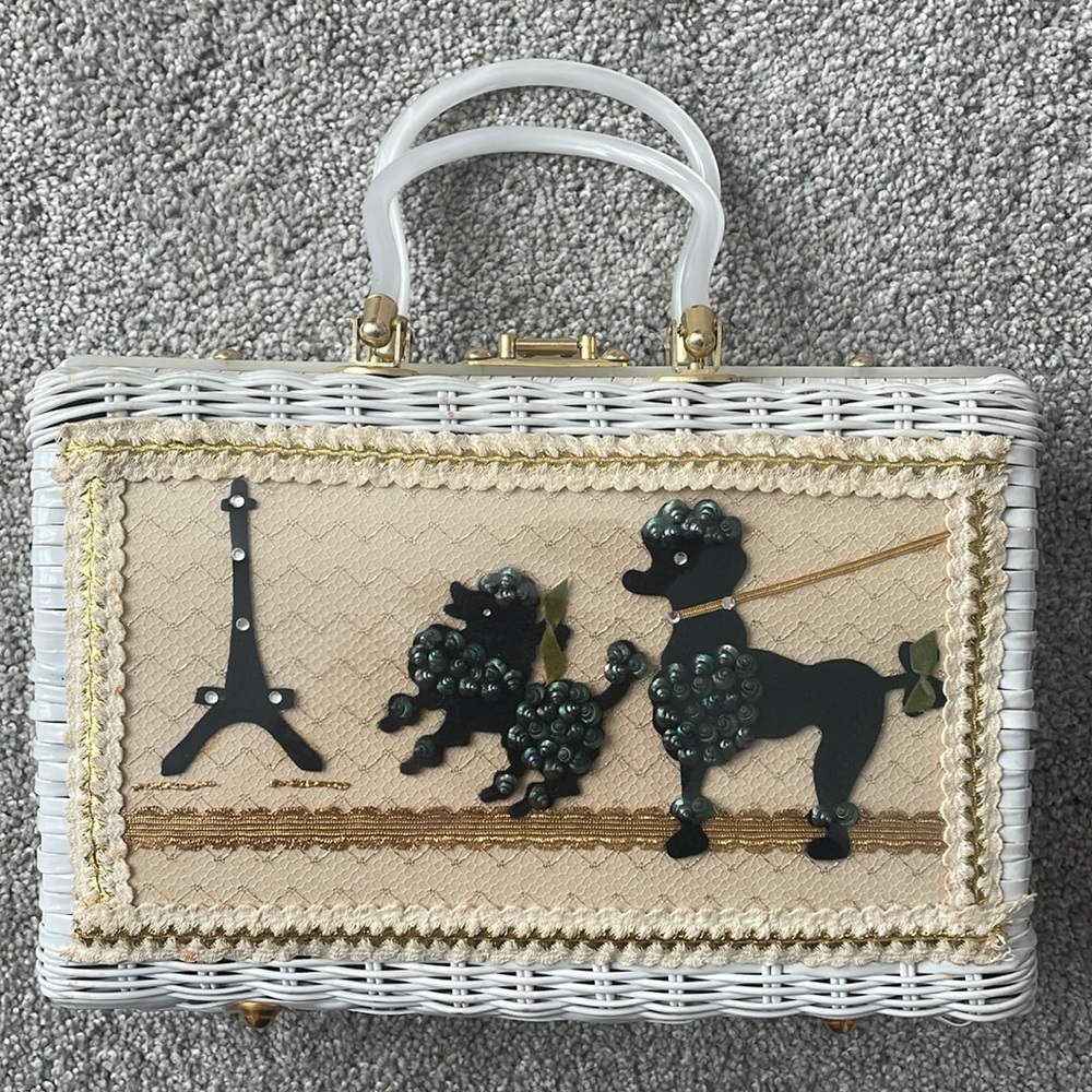 Vintage 50s Princess Charming By ATLAS Parisian Poodle Wicker Handbag
